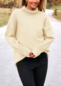 Long Sleeve Oversized Chunky Knitted Casual Turtleneck Sweaters