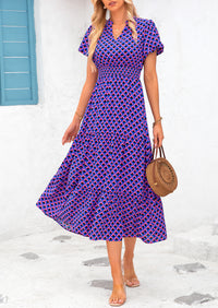 Casual V-neck short sleeved Bohemian Maxi dress