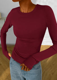 Casual Long Sleeved Round Neck Y2k Top