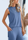 PRETTYGARDEN 2 Piece Set Loose Tank Top Wide Leg Pants Casual Matching Outfits Tracksuit