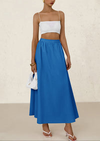 Ruffle High Waisted Casual Long Flowy Maxi Skirts with Pockets