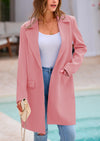PRETTYGARDEN Women's Spring Fall Long Blazer Jackets Long Sleeve Lapel Pockets Loose Fit Work Casual Blazers Outerwear