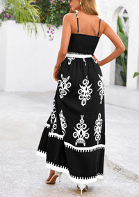 Floral Sundress Spaghetti Strap Flowy Beach Vacation Boho Maxi Dresses