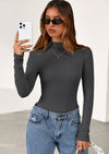 PRETTYGARDEN Women's Turtleneck Long Sleeve Shirts Fall Basic Tees Ribbed Fitted Tops Thermal Layering Knit Top Clothes