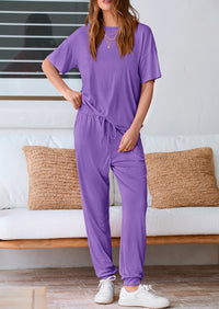 Two Piece Outfit Short Sleeve  Pullover Tops Tracksuits