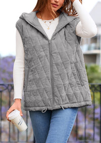 Casual Sleeveless Hooded Zipper Jacket Jacket