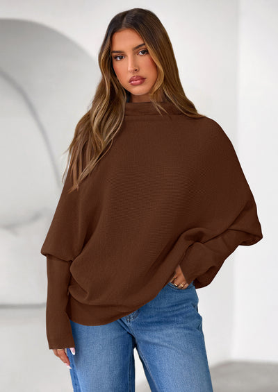 PRETTYGARDEN Womens Sweaters Fall Fashion Casual Loose Turtleneck Batwing Long Sleeve Knit Sweater Pullover Tops