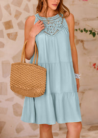 Leisure sleeveless A-line mini beach vacation dress