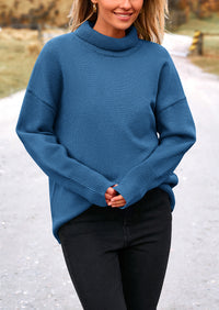 Long Sleeve Oversized Chunky Knitted Casual Turtleneck Sweaters