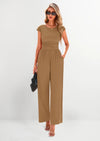 PRETTYGARDEN Summer Jumpsuits Ribbed Cap Sleeve Wide Leg Pants Women's Rompers Elegant Casual Trendy Vacation Outfits
