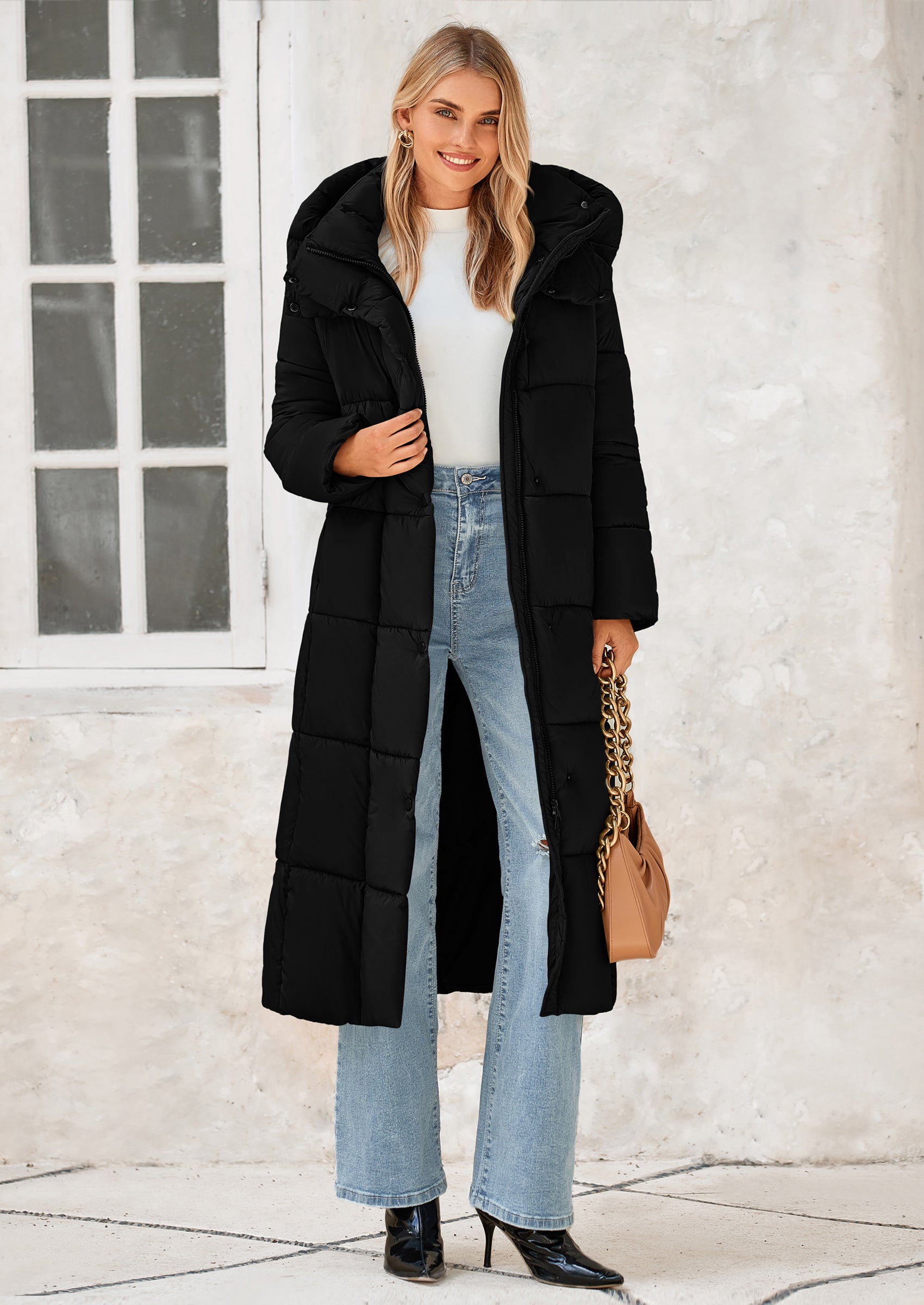 PRETTYGARDEN Women's Winter Long Puffer Coats Hooded Zip Up Casual Thickened Down Jackets Trendy Warm Clothes Outerwear