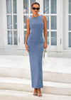 PRETTYGARDEN Women's Semi Formal Midi Dresses Sleeveless Ruched Bodycon Long Elegant Cocktail Wedding Guest Dress
