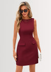 PRETTYGARDEN Womens Formal Sleeveless Summer Dresses Boat Neck Bodycon Elegant A Line Business Work Mini Dresss