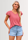 PRETTYGARDEN Summer Tops for Women Spring Trendy Fashion Clothes Casual Ruffle V Neck Short Sleeve Shirts Blouses