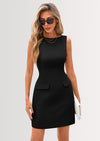 PRETTYGARDEN Womens Formal Sleeveless Summer Dresses Boat Neck Bodycon Elegant A Line Business Work Mini Dresss