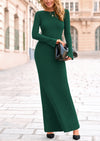 PRETTYGARDEN Women's Fall Fashion Long Sleeve Maxi Dress Ribbed Knit Boat Neck Bodycon Casual Dresses Going Out Outfits
