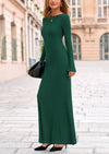 PRETTYGARDEN Women's Fall Fashion Long Sleeve Maxi Dress Ribbed Knit Boat Neck Bodycon Casual Dresses Going Out Outfits