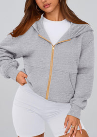 Y2K Zip Up Hoodie Long Sleeve Loose Fit Pockets Casual Sweatshirt