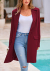 PRETTYGARDEN Women's Spring Fall Long Blazer Jackets Long Sleeve Lapel Pockets Loose Fit Work Casual Blazers Outerwear