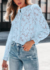 PRETTYGARDEN Women's Dressy Casual Lace Blouse Long Sleeve Button Up Shirts Tops Spring Fall Fashion Clothes