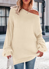 PRETTYGARDEN Women's Fall Oversized Sweaters Long Sleeve V Neck Dressy Casual Chunky Knit Loose Pullover Tops Winter Clothing