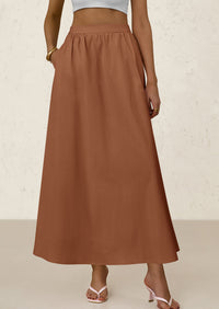 Ruffle High Waisted Casual Long Flowy Maxi Skirts with Pockets