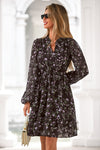 PRETTYGARDEN Women's Fall Boho Dresses Floral Long Sleeve V Neck Mini Flowy Wedding Guest Dress Trendy Vacation Outfits