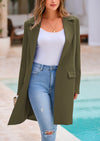 PRETTYGARDEN Women's Spring Fall Long Blazer Jackets Long Sleeve Lapel Pockets Loose Fit Work Casual Blazers Outerwear