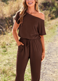 PRETTYGARDEN Dressy Off Shoulder Romper Spring Vacation Travel Lounge Outfits Clothes