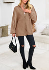 PRETTYGARDEN Women's Winter Button Down Cardigan Sweaters Mock Neck Lantern Long Sleeve Chunky Knit Jacket Trendy Outerwear