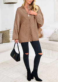 PRETTYGARDEN Women's Winter Button Down Cardigan Sweaters Mock Neck Lantern Long Sleeve Chunky Knit Jacket Trendy Outerwear
