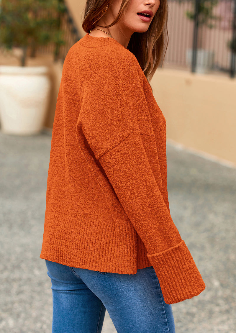 PRETTYGARDEN Women's Fall Oversized Sweaters Casual Crewneck Pullover Long Sleeve Fuzzy Chunky Knit Tops Blouse