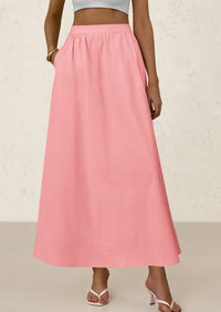 Ruffle High Waisted Casual Long Flowy Maxi Skirts with Pockets