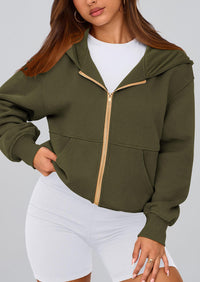 Y2K Zip Up Hoodie Long Sleeve Loose Fit Pockets Casual Sweatshirt