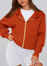 Y2K Zip Up Hoodie Long Sleeve Loose Fit Pockets Casual Sweatshirt