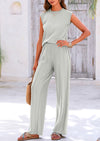 PRETTYGARDEN Women's 2 Piece Outfits Knit Loungewear High Low Pullover Tops and Wide Leg Pants Casual Sweater Sets Tracksuits