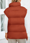 Casual Stand Collar Lightweight Sleeveless Zip Up Padded Coats