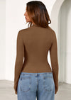 PRETTYGARDEN Women's Turtleneck Long Sleeve Shirts Fall Basic Tees Ribbed Fitted Tops Thermal Layering Knit Top Clothes