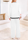 PRETTYGARDEN Two Piece Matching Sweater Lounge Sets Knit Long Sleeve Pullover Tops Wide Leg Pants