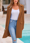 PRETTYGARDEN Women's Spring Fall Long Blazer Jackets Long Sleeve Lapel Pockets Loose Fit Work Casual Blazers Outerwear