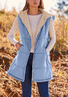 PRETTYGARDEN Womens Fall Reversible Vests Sleeveless Fleece Jacket Zip Up Hoodie Pockets Long Warm Winter Coat Outerwear