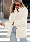 PRETTYGARDEN Women's Winter Faux Fur Coats Long Sleeve Lapel Button Down Pockets Fleece Sherpa Jacket Casual Trendy Outerwear