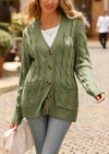 Knitted Solid Color Button Down Chunky Outwear Cardigan