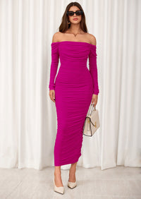 PRETTYGARDEN Womens Fall Long Sleeve Maxi Dress Off Shoulder Mesh Ruched Bodycon Trendy Long Wedding Guest Dresses PRETTYGARDEN