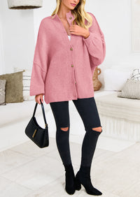 PRETTYGARDEN Women's Winter Button Down Cardigan Sweaters Mock Neck Lantern Long Sleeve Chunky Knit Jacket Trendy Outerwear