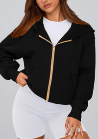 Y2K Zip Up Hoodie Long Sleeve Loose Fit Pockets Casual Sweatshirt