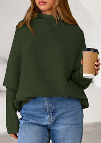 PRETTYGARDEN Womens Sweaters Fall Fashion Casual Loose Turtleneck Batwing Long Sleeve Knit Sweater Pullover Tops