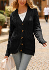 Knitted Solid Color Button Down Chunky Outwear Cardigan