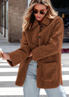 PRETTYGARDEN Women's Winter Faux Fur Coats Long Sleeve Lapel Button Down Pockets Fleece Sherpa Jacket Casual Trendy Outerwear