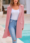 PRETTYGARDEN Women's Spring Fall Long Blazer Jackets Long Sleeve Lapel Pockets Loose Fit Work Casual Blazers Outerwear